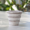 Garden Pot, mini, White Ash Clay Planter, Dotted Rows of Detail