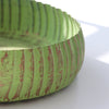 Cache Pot, Pea Green and Copper Finish, Rippled Metal, Shallow, Round