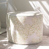 Hassock, upholstered ottoman in Verde Cosi fabric