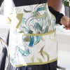 Garden apron, blue peony painting, all linen