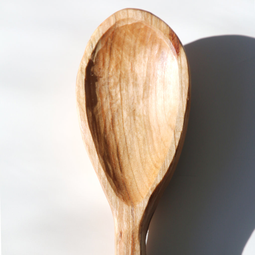 Long handled stirring spoon, hand carved from black cherry