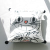 Mini velvet and linen pillow, Halloween with Genevieve, the ruffled black cat
