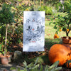 Small decor flag, recycled canvas fabric, Halloween with Genevieve, the ruffled black cat