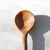Long handled wide stirring spoon, hand carved from black birch