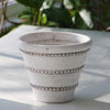 Garden Pot, White Ash Clay Planter, Dotted Rows of Detail